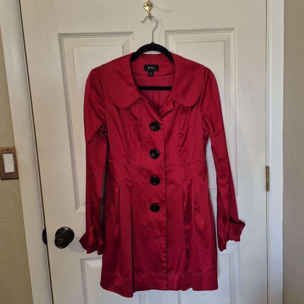 B Wear New Vibrant Red Trench Coat - Picture 3 of 4